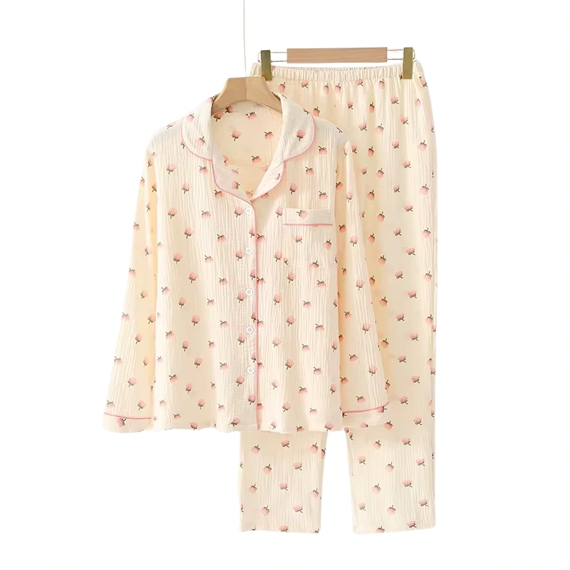 ALVA - VIT SÖT PYJAMAS MED BLOMMOR