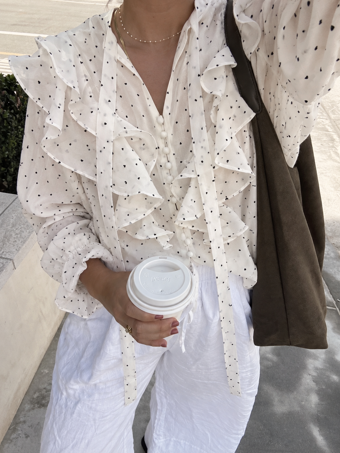 Polka Heart Ruffle Blouse