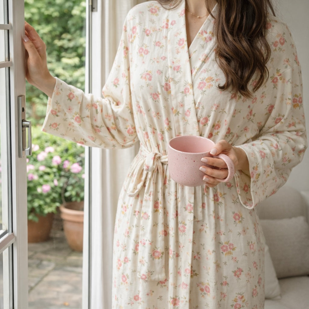 Poppy – Ribbad morgonrock i modal