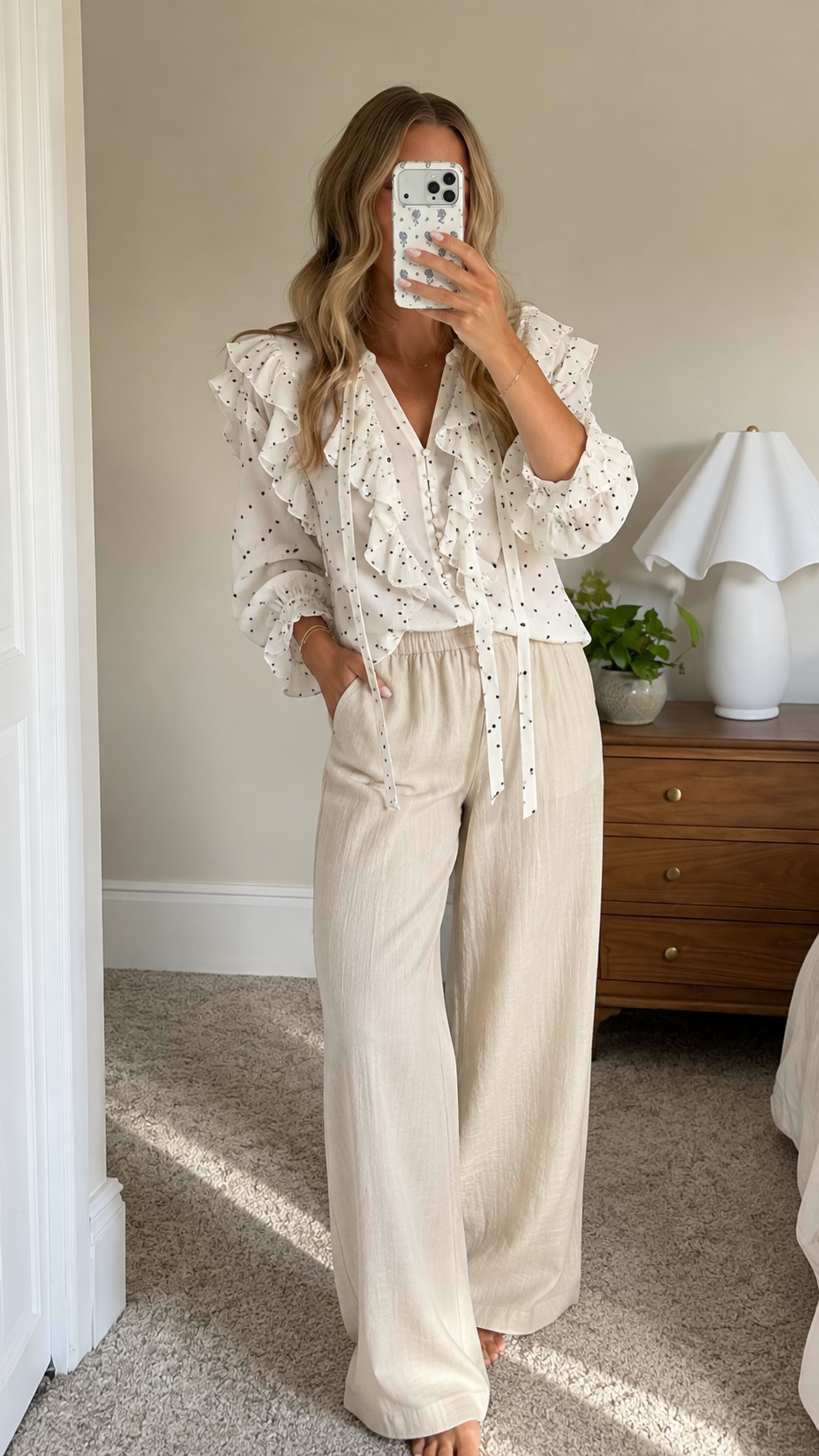 Polka Heart Ruffle Blouse