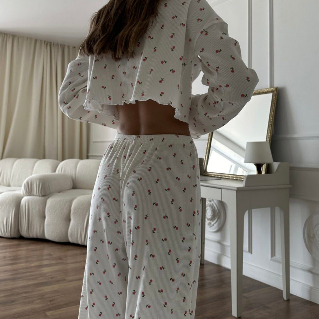 FILIPPA - WHITE PYJAMAS SET WITH PINK FLOWERS
