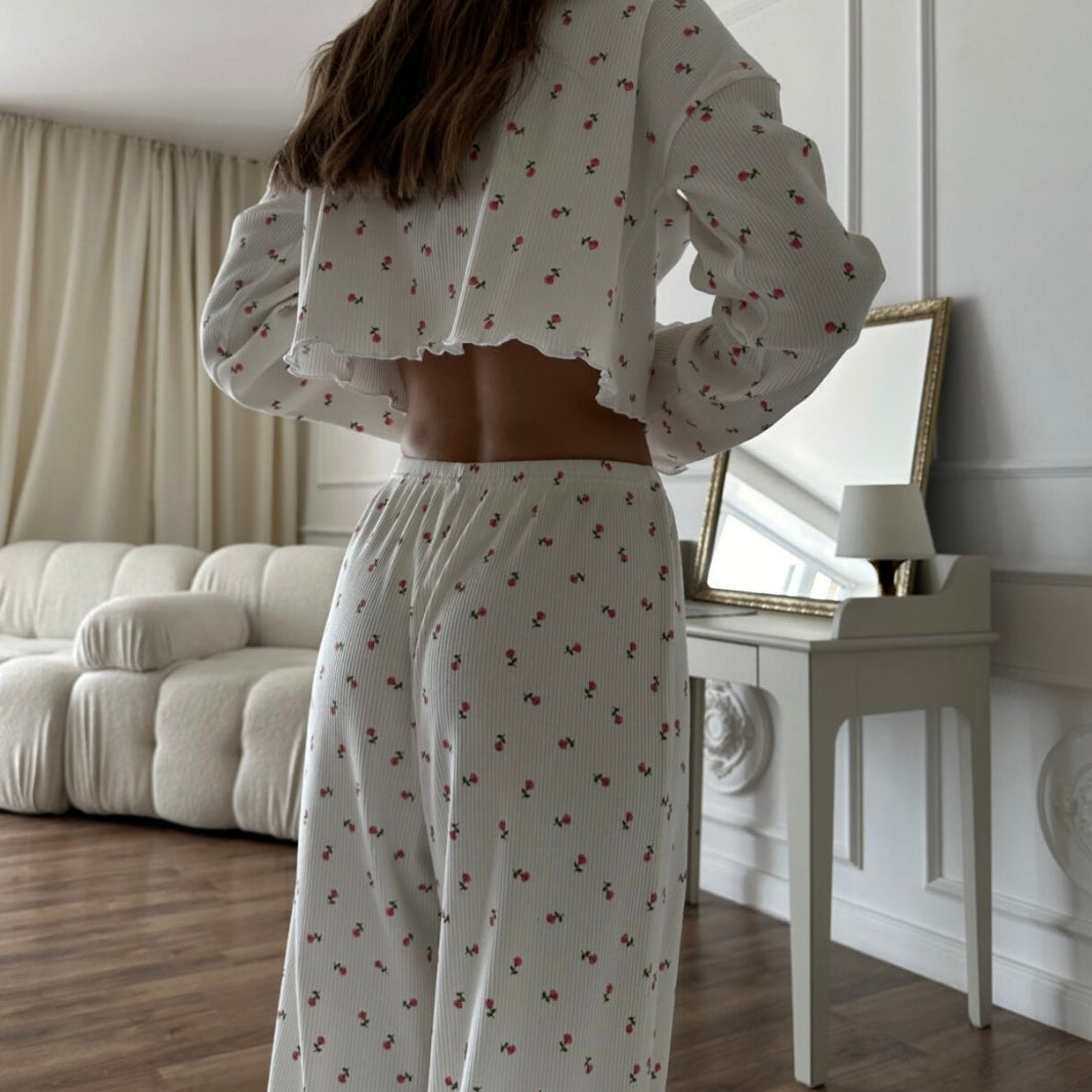 FILIPPA - WHITE PYJAMAS SET WITH PINK FLOWERS