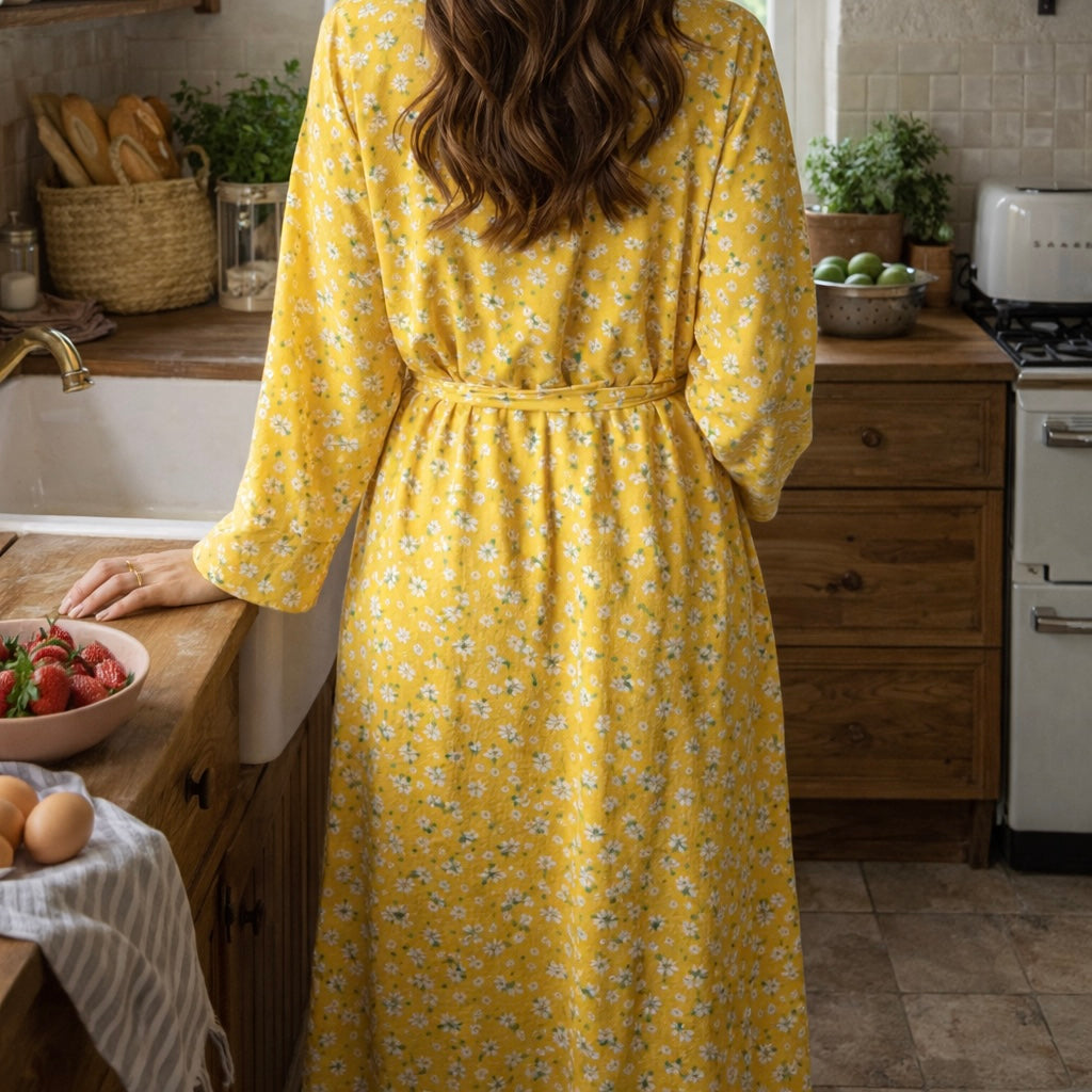 Citrus Limonia – Ribbad morgonrock i modal