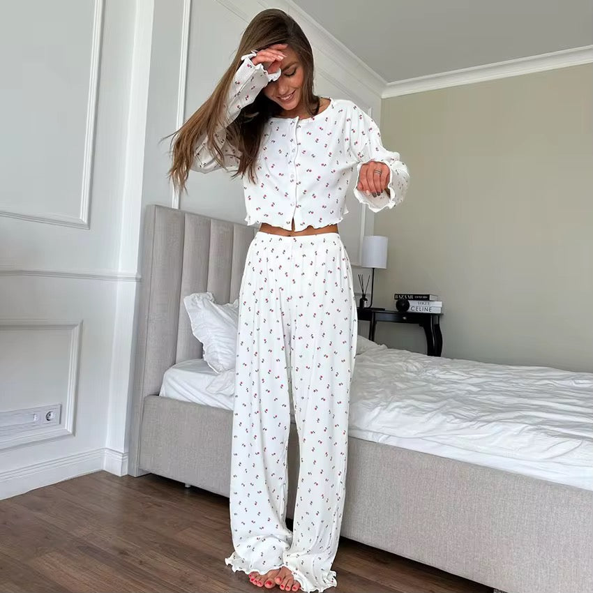 FILIPPA - WHITE PYJAMAS SET WITH PINK FLOWERS
