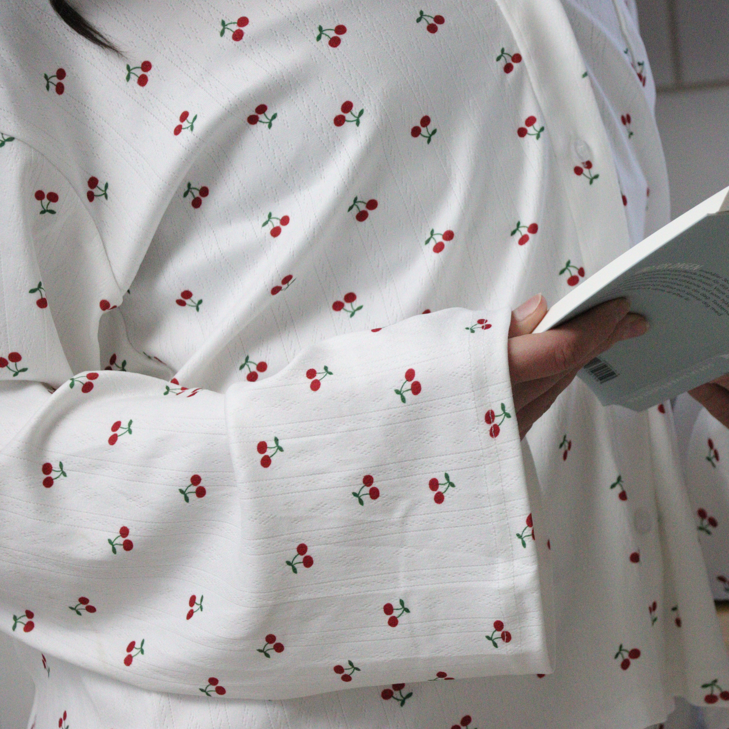 Sweet Cherry – Pointelle pyjamasset i bomull