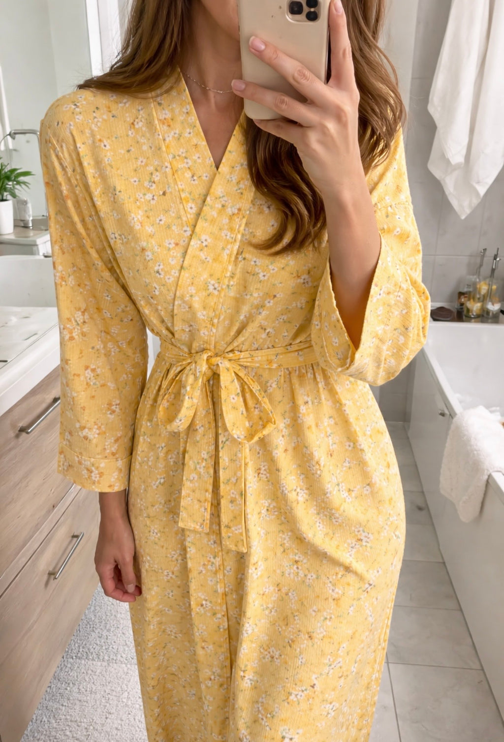 Citrus Limonia – Ribbad morgonrock i modal