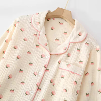 ALVA - VIT SÖT PYJAMAS MED BLOMMOR