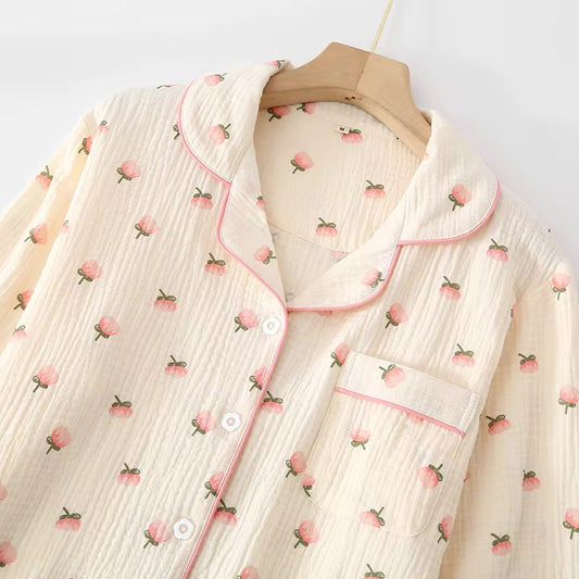 ALVA - VIT SÖT PYJAMAS MED BLOMMOR