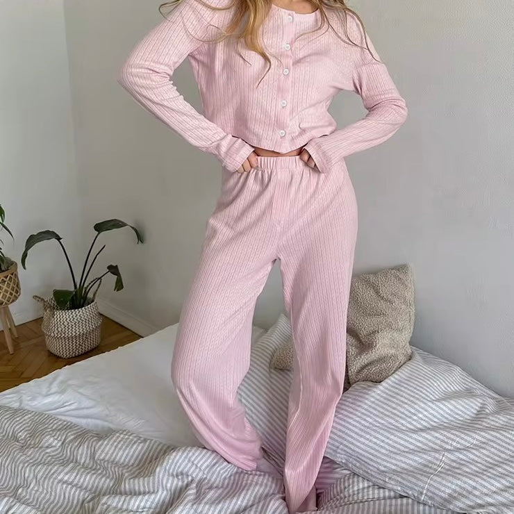 JULIA - SOFT PINK WHITE PYJAMAS SET 