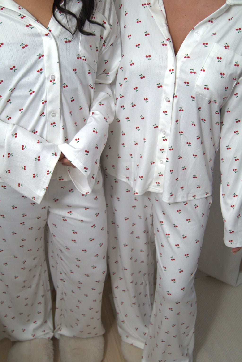Sweet Cherry – Pointelle pyjamasset i bomull