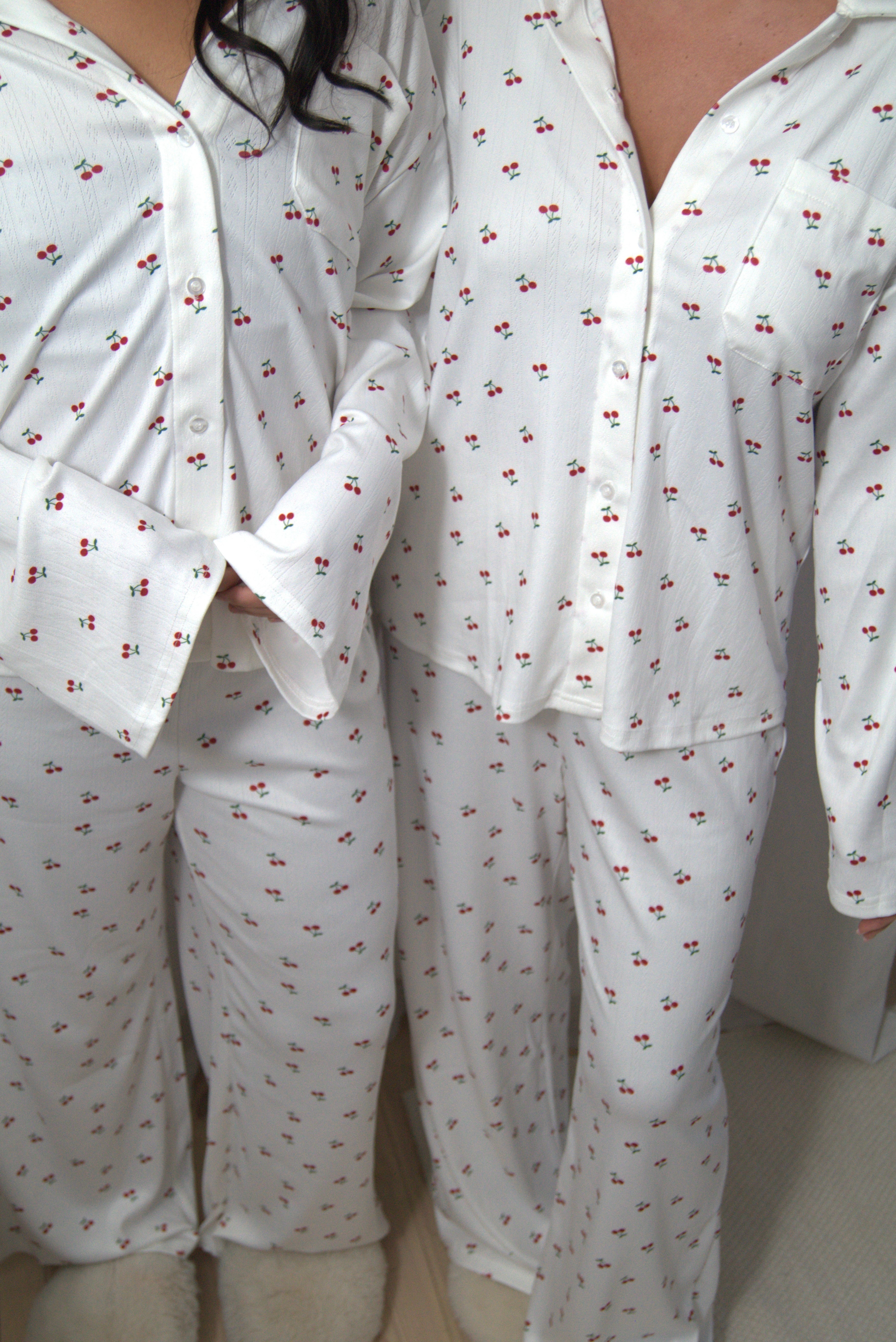 Sweet Cherry – Pointelle pyjamasset i bomull