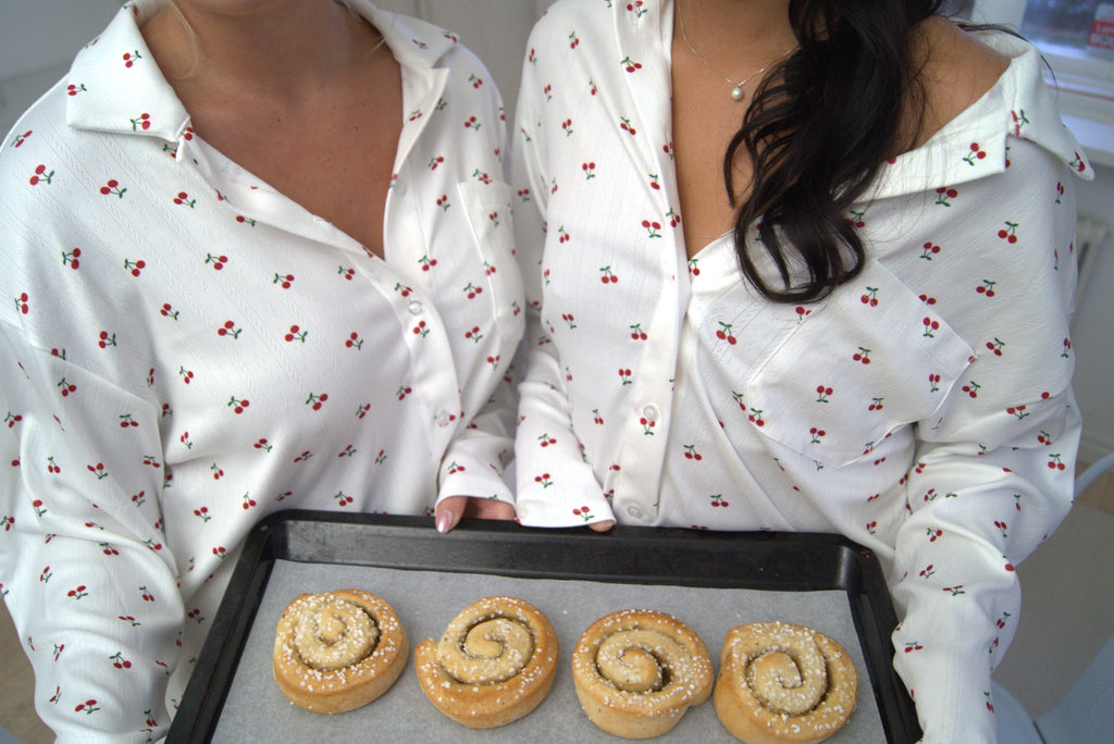 Sweet Cherry – Pointelle pyjamasset i bomull