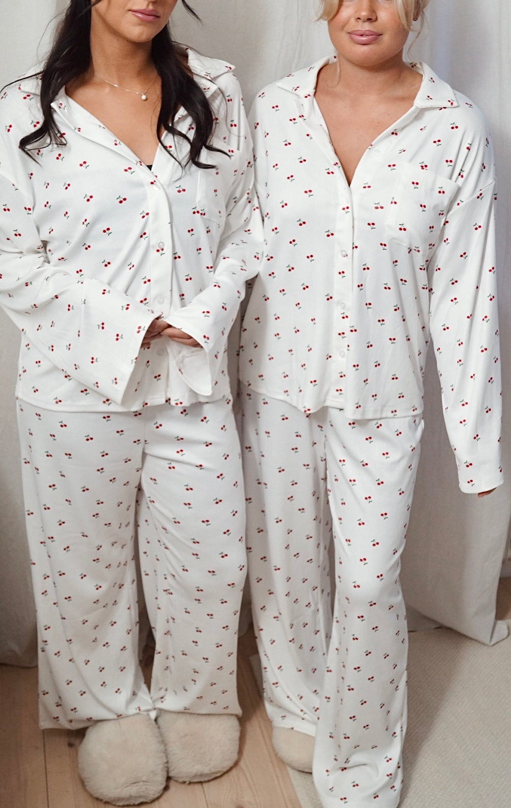 Sweet Cherry – Pointelle pyjamasset i bomull
