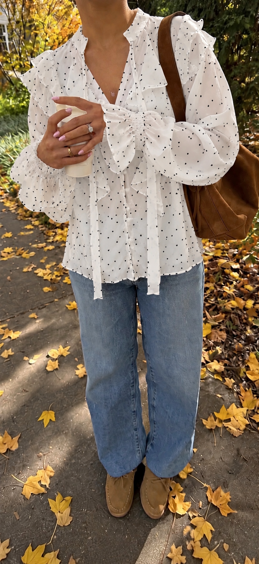 Polka Heart Ruffle Blouse