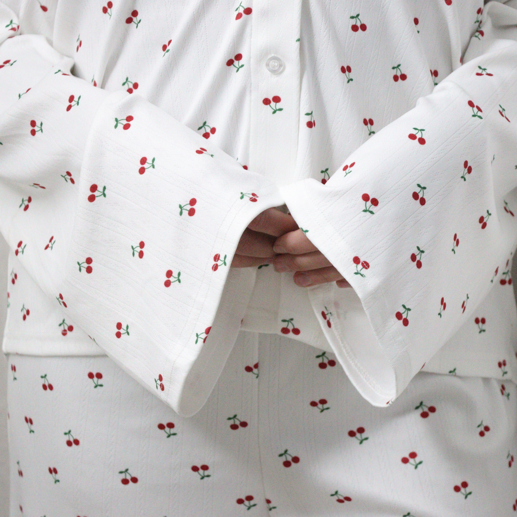 Sweet Cherry – Pointelle pyjamasset i bomull