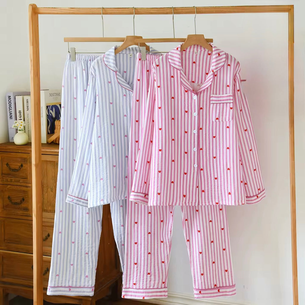 Valentine - Rosa pyjamasset med hjärtan