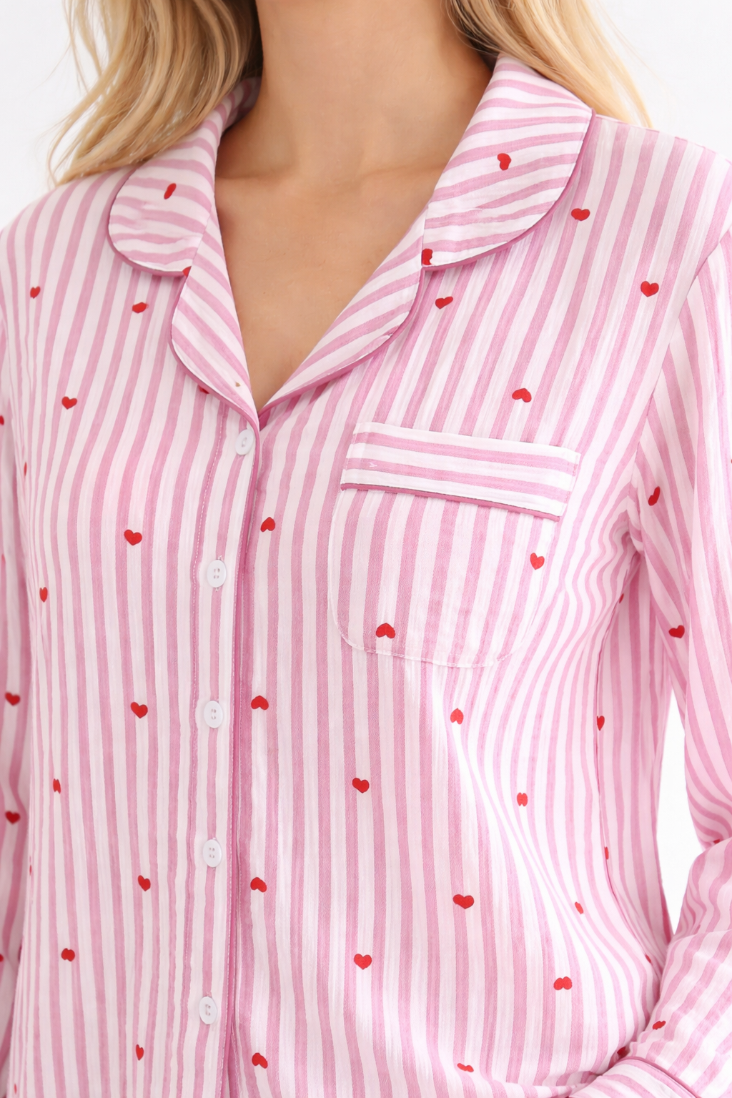 Valentine - Rosa pyjamasset med hjärtan